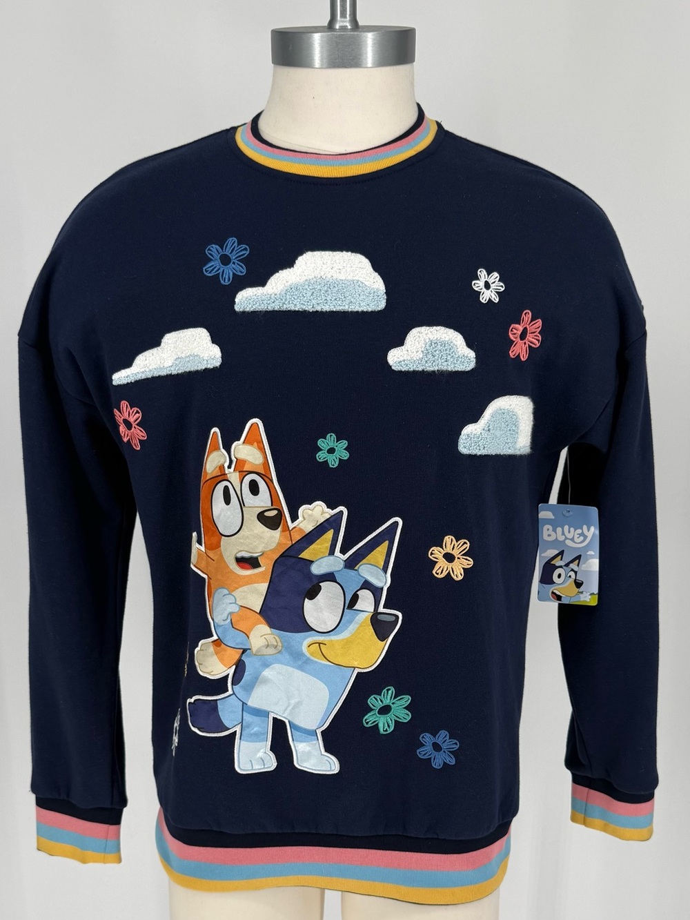 NWT BoxLunch Bluey Bingo Navy Graphic Crewneck Sweatshirt Unisex Size Medium